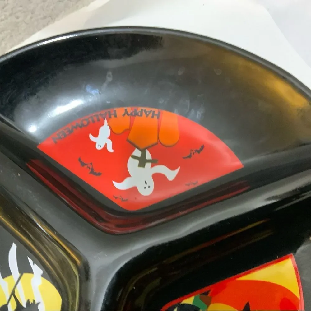 Vintage Target Black Ceramic Divided Halloween Serving Platter